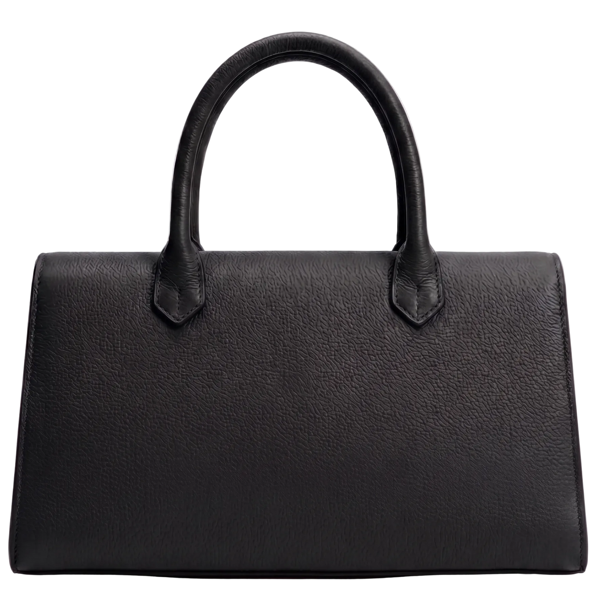 Black handbag on a white background